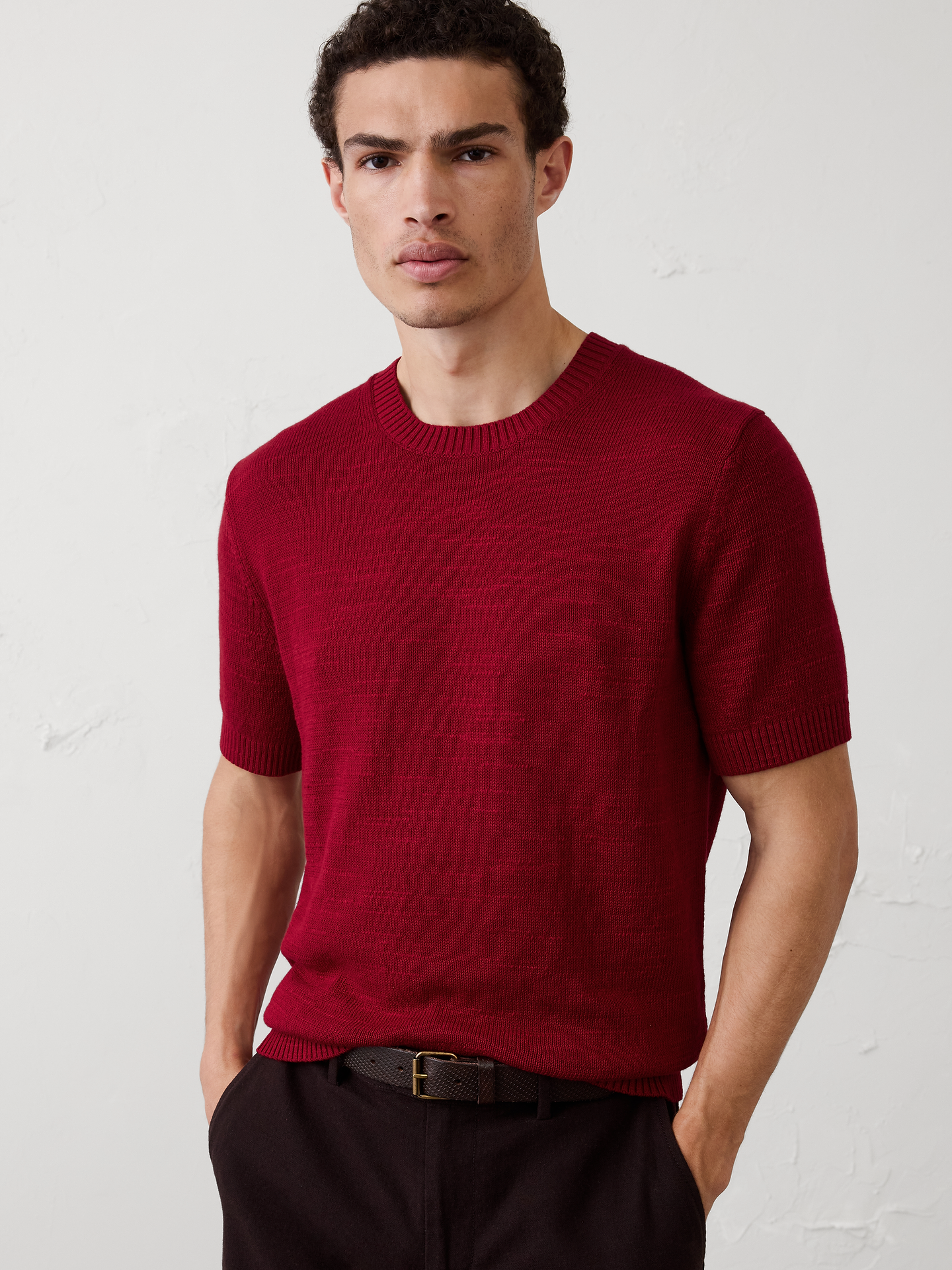 Image number 1 showing, Slubby Cotton Sweater T-Shirt