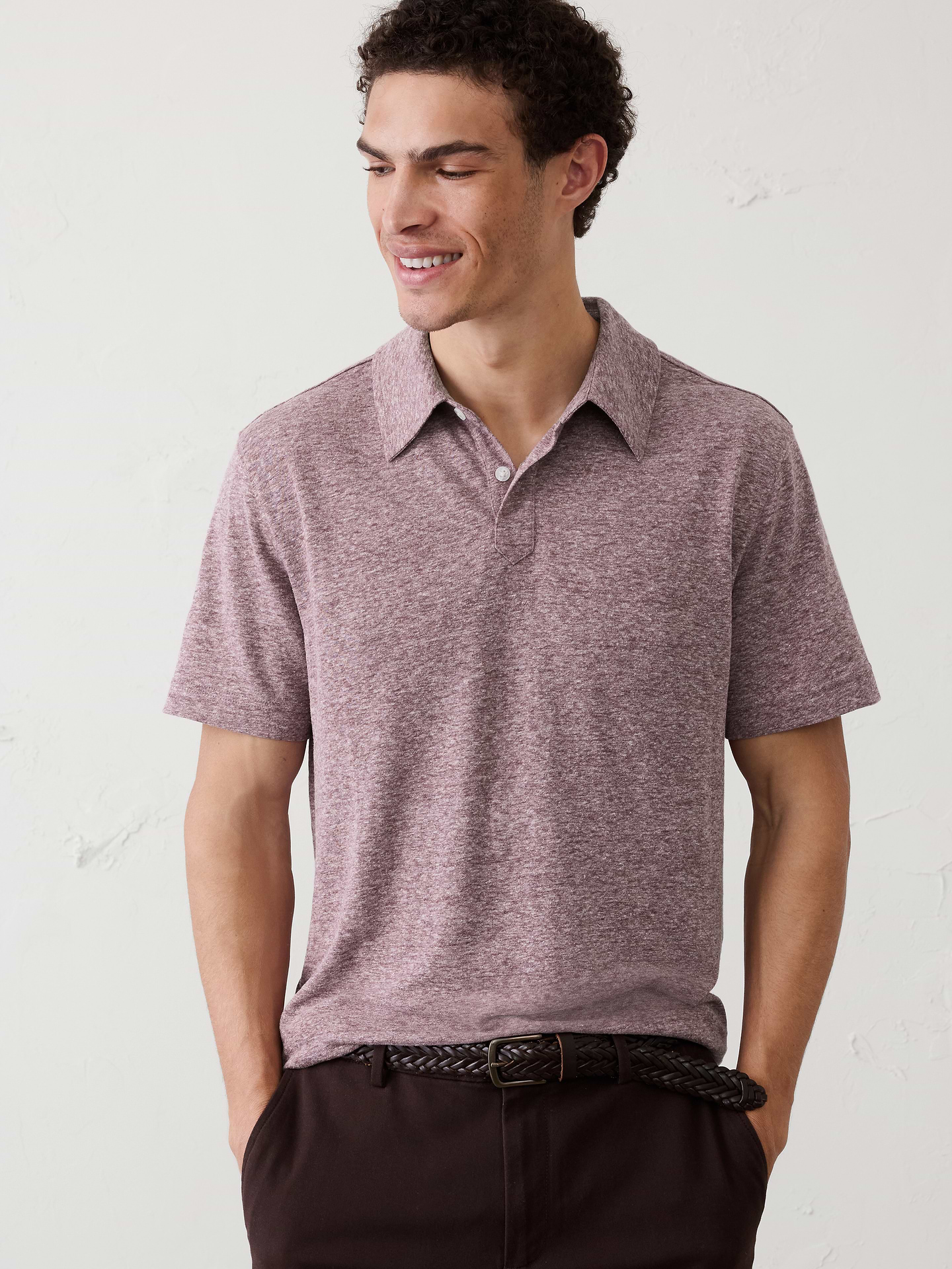 Image number 1 showing, Slim-Fit Linen-Blend Polo