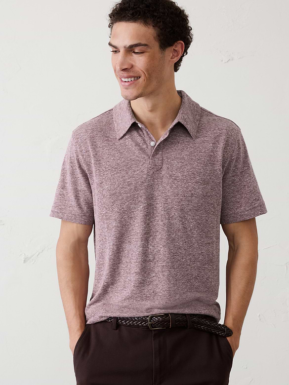 Slim-Fit Linen-Blend Polo