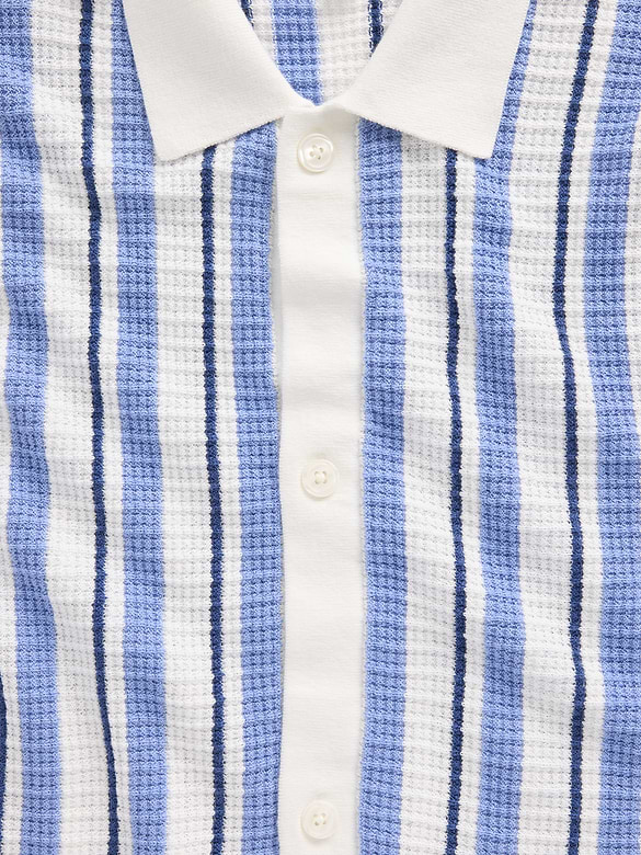 Button-Up Sweater Polo Shirt