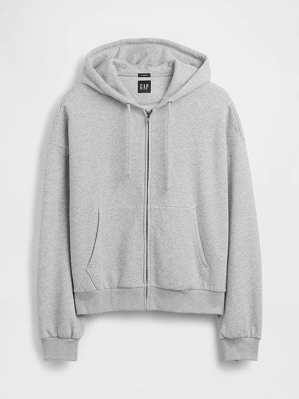 VintageSoft Oversized Crop Zip Hoodie