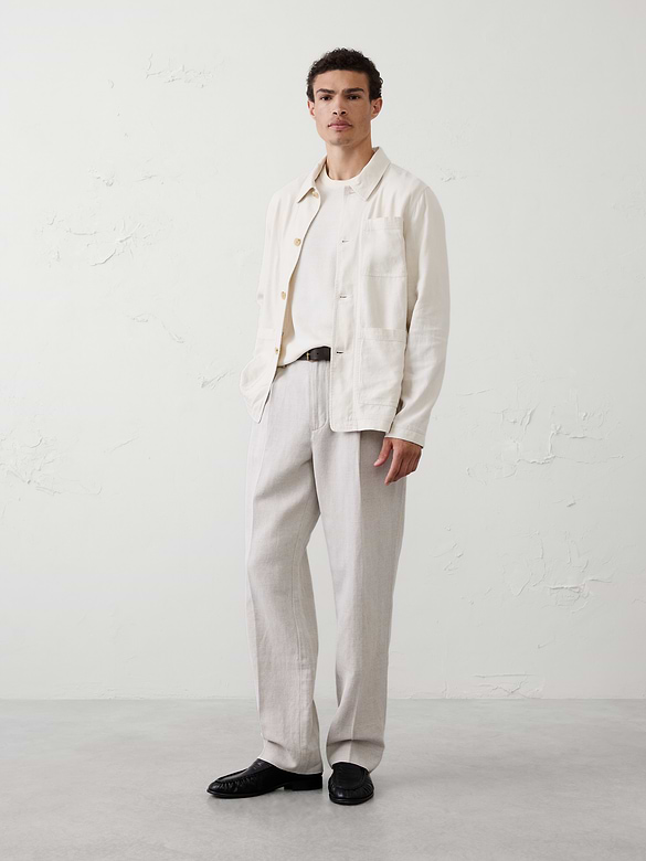 Relaxed-Fit Wide-Leg Linen-Blend Pant