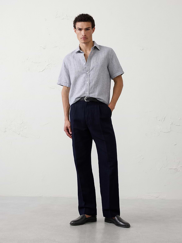 Relaxed-Fit Wide-Leg Linen-Blend Pant