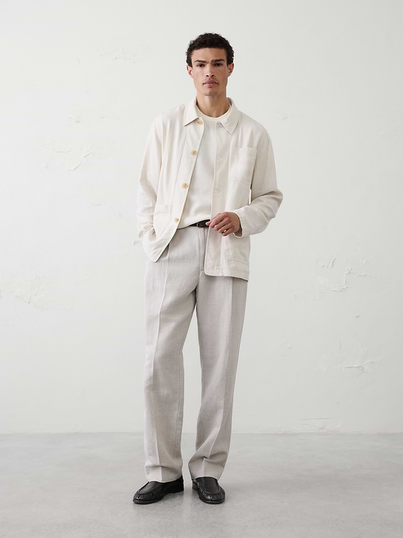 Linen-Blend Chore Jacket