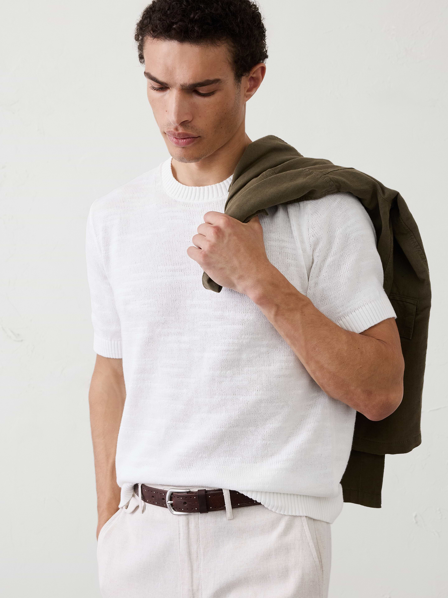 Image number 1 showing, Slubby Cotton Sweater T-Shirt
