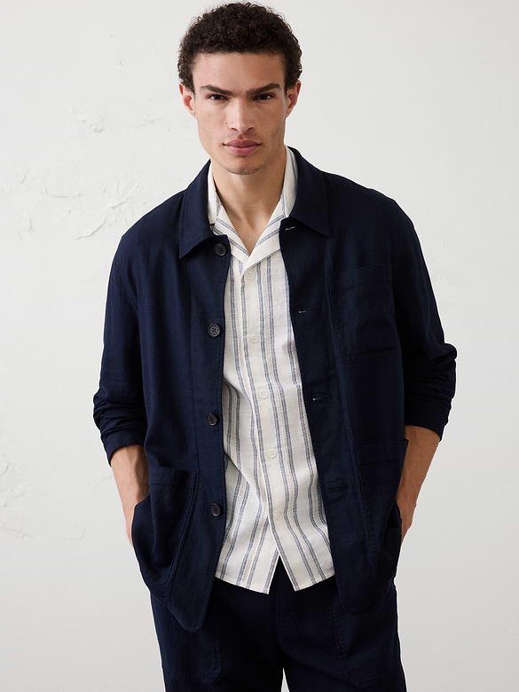 Linen-Blend Chore Jacket