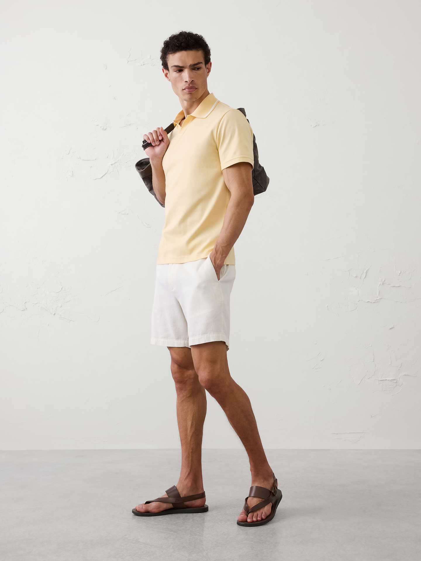 Image number 1 showing, Standard-Fit Luxe Touch Johnny-Collar Polo