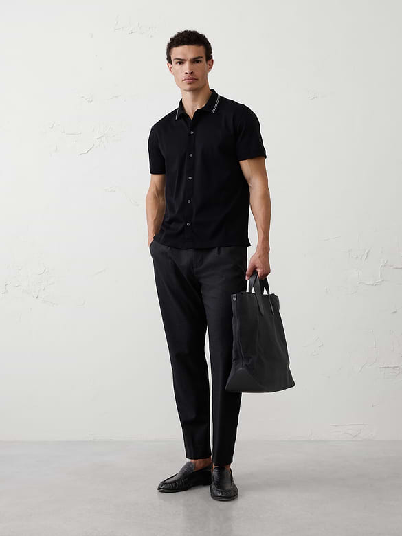 Standard-Fit Luxe Touch Button-Down Polo