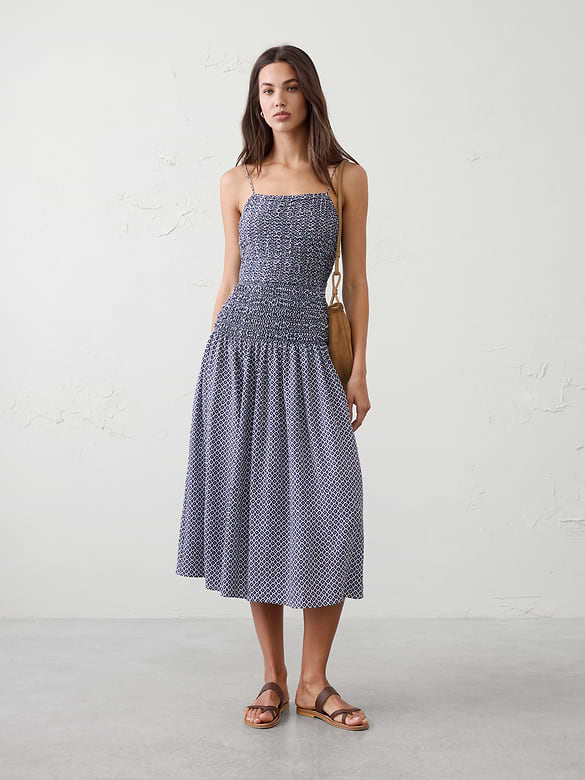 Smocked Strappy Maxi Dress