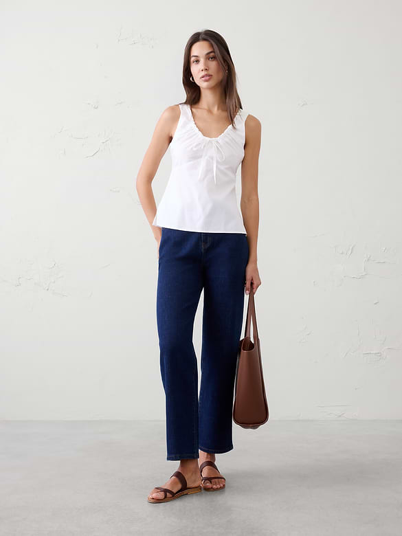 Cinched Neck-Tie Top
