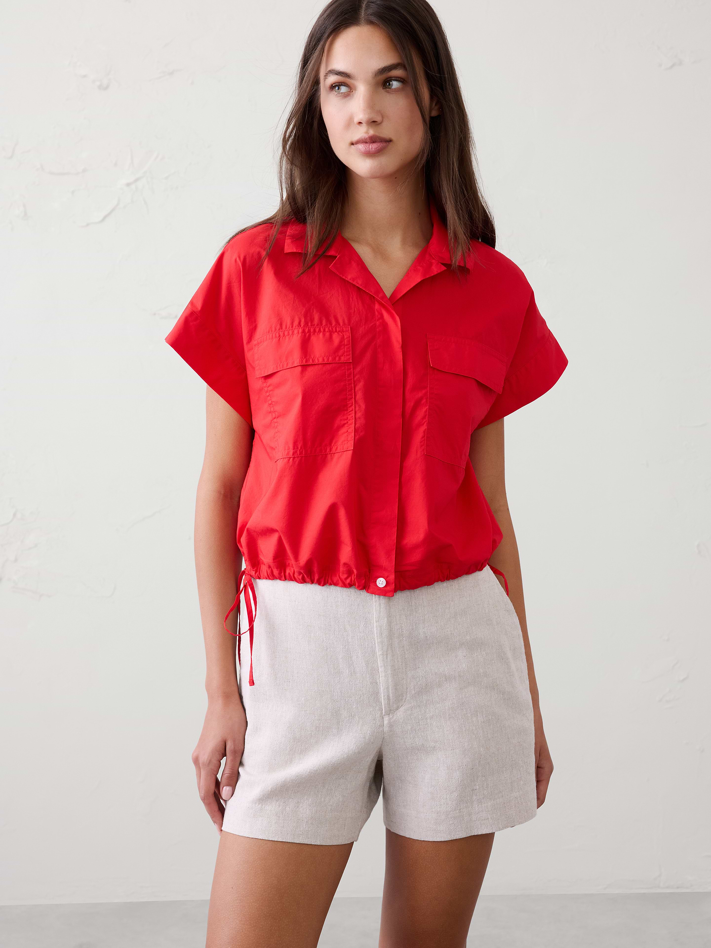 Image number 1 showing, Drawstring-Hem Shirt