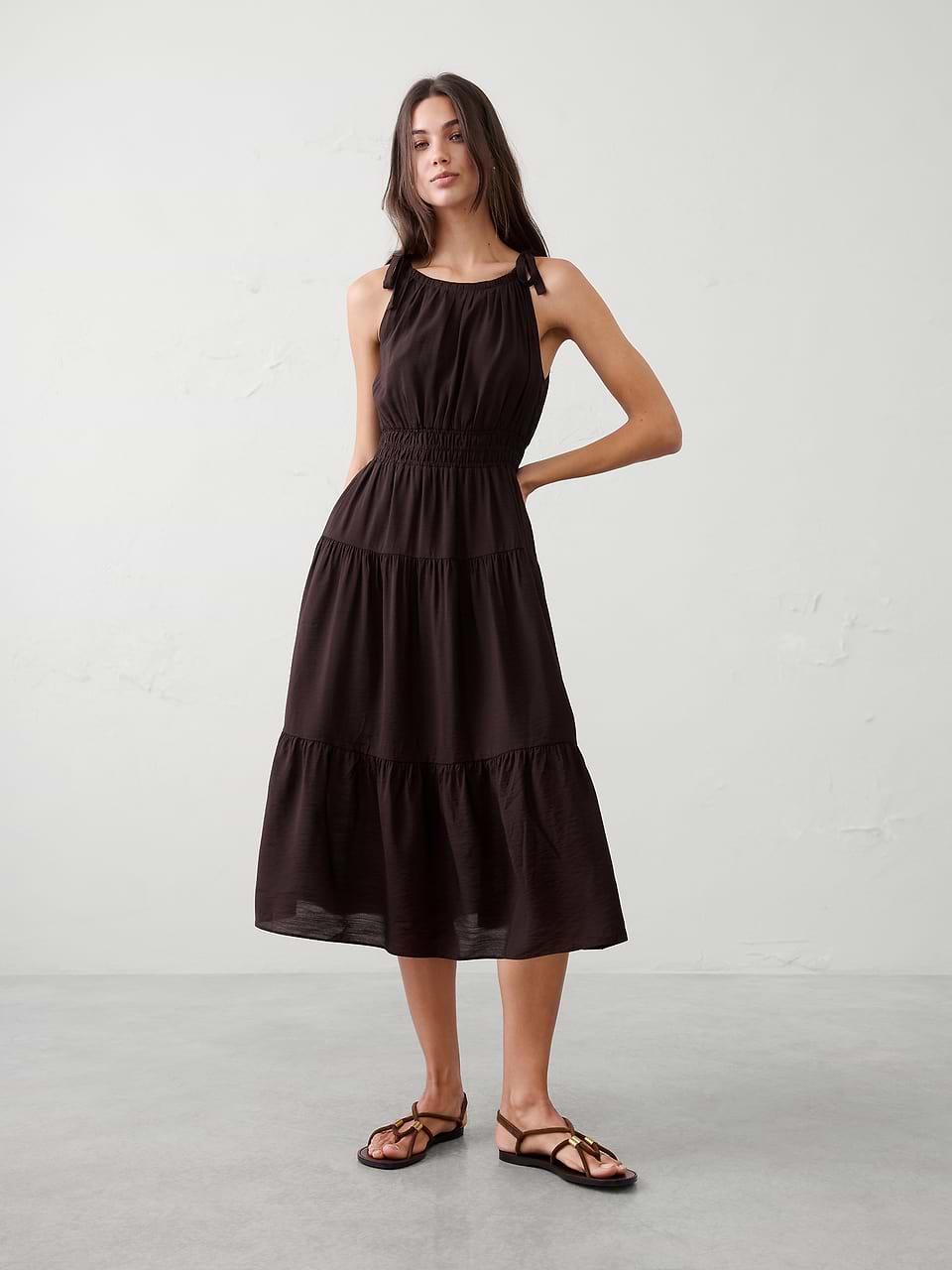 Tied-Shoulder Maxi Dress