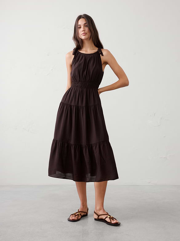 Tied-Shoulder Maxi Dress