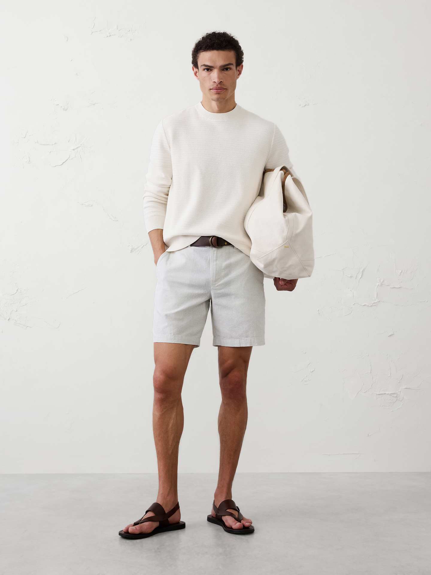 Image number 1 showing, Standard-Fit 7" Linen-Blend Short