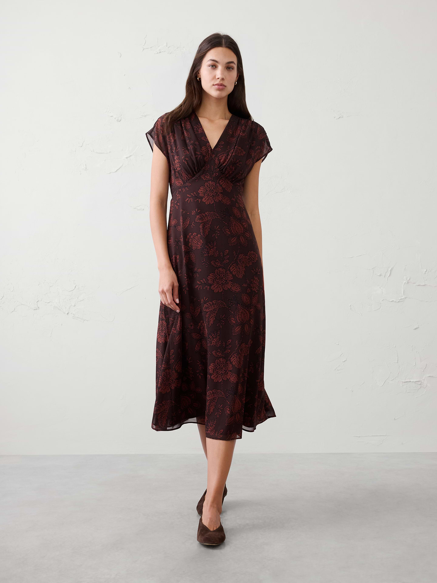 Image number 1 showing, Gathered Empire Midi Dress