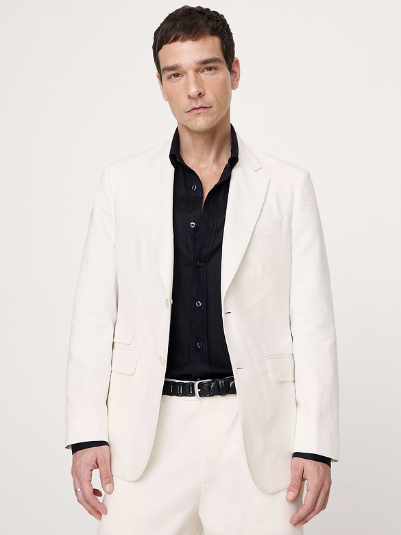 Tailored Slim-Fit Italian Cotton-Linen Suit Jacket