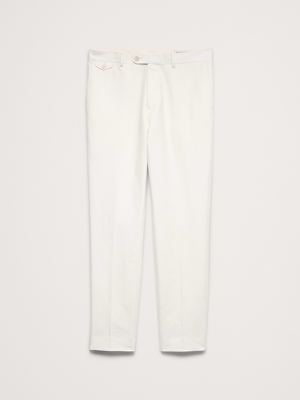 Pantalon de complet raffiné de coupe étroite en mélange de coton et lin italien