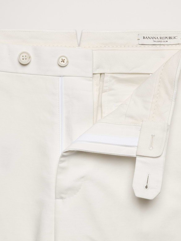 Pantalon de complet raffiné de coupe étroite en mélange de coton et lin italien
