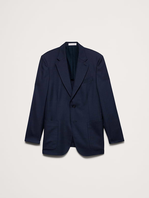 Tailored Slim-Fit Italian Wool Ventile Suit Jacket