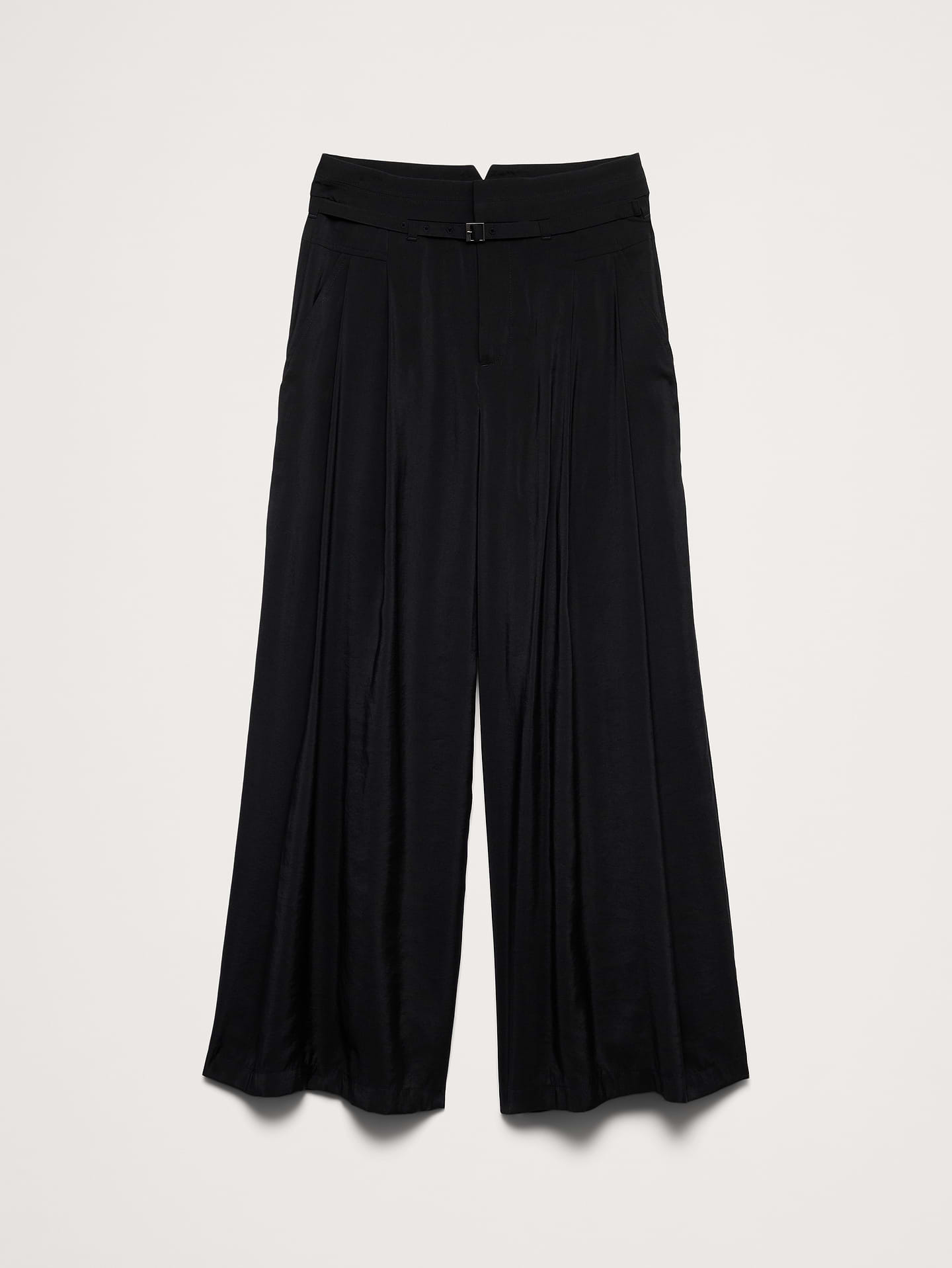 Image number 8 showing, Pleated Wide-Leg Cropped Pant in Luster Twill