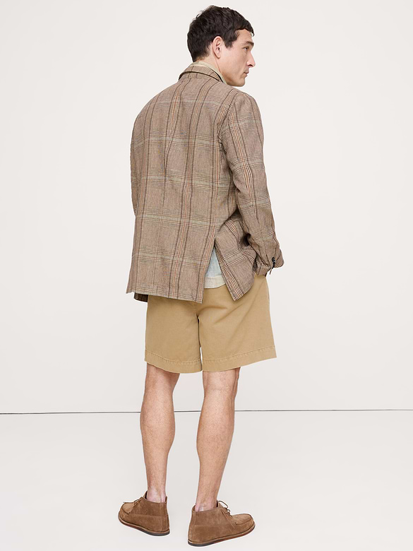 Italian Plaid Cotton-Linen Blazer