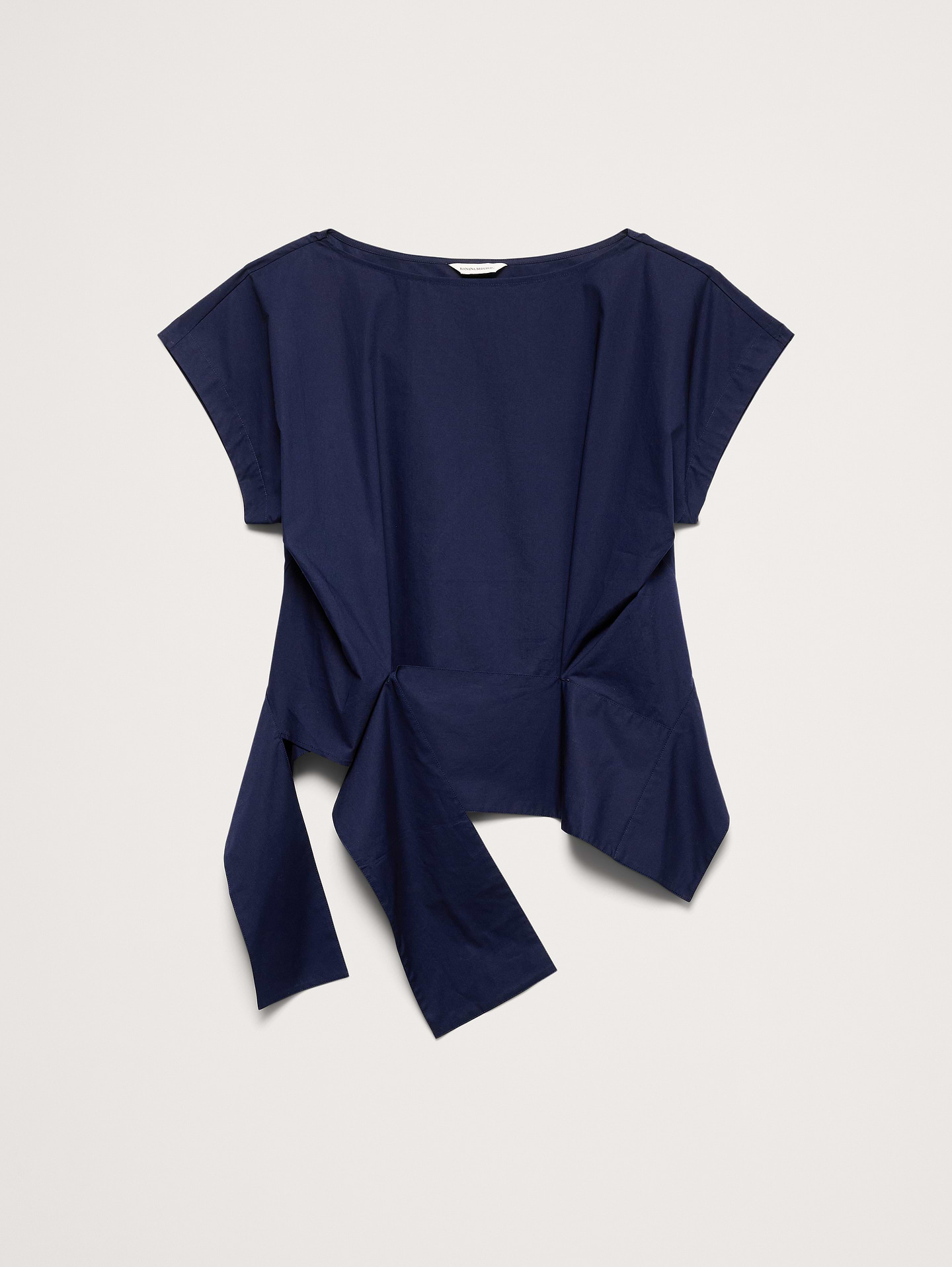 Image number 4 showing, Cotton Poplin Boatneck Asymmetrical Top