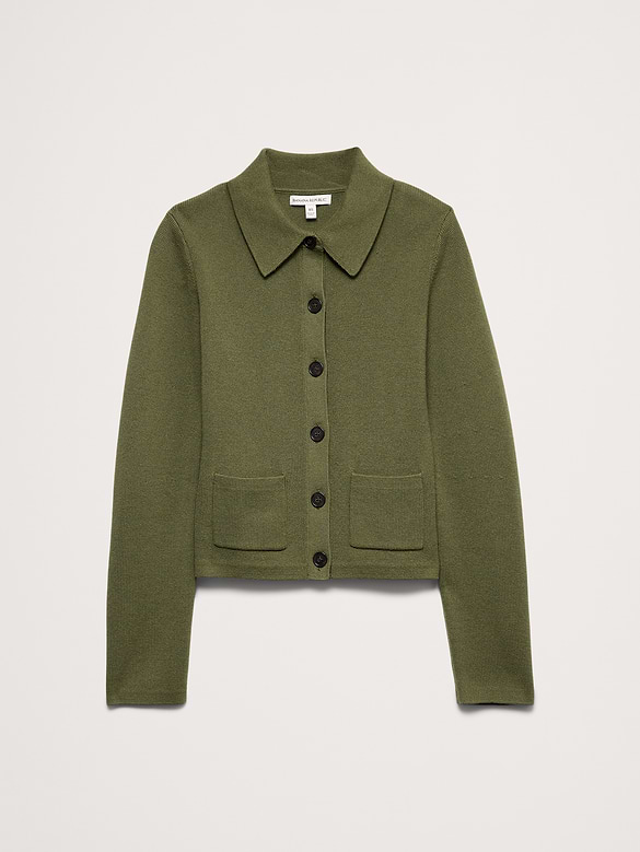 Larkspur Cotton-Silk Polo Cardigan