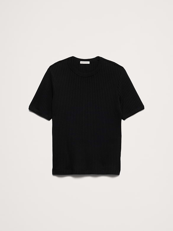 Ribbed Stretch-Cotton Crew-Neck T-Shirt