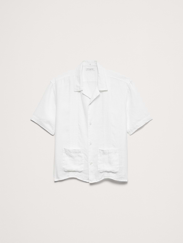 Relaxed-Fit Pleated Linen Resort Shirt