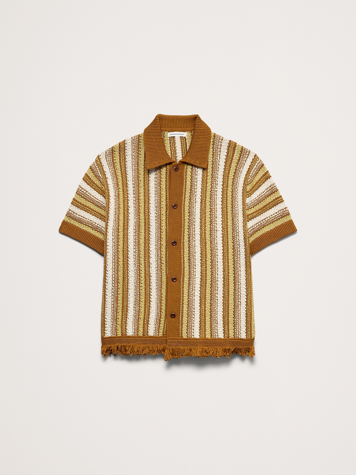 Fringe Cotton Polo Cardigan | Banana Republic