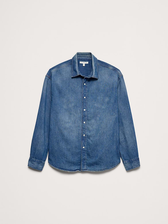Relaxed-Fit Denim Shirt with Snaps