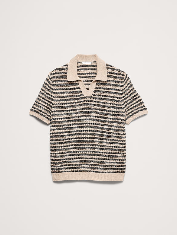 Textured Stripe Sweater Polo