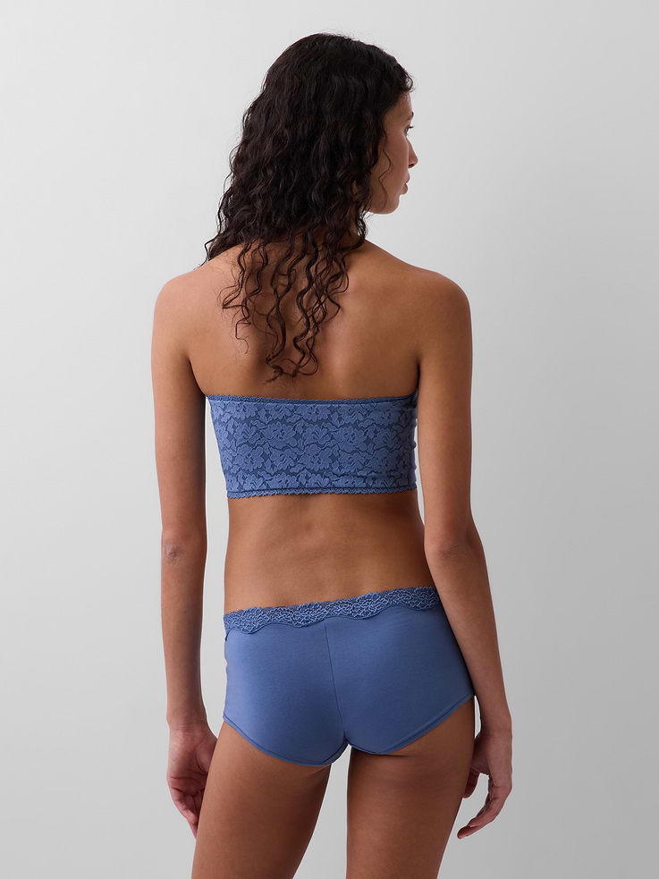 Image number 2 showing, Organic Stretch Cotton Lace-Trim Bandeau Bralette