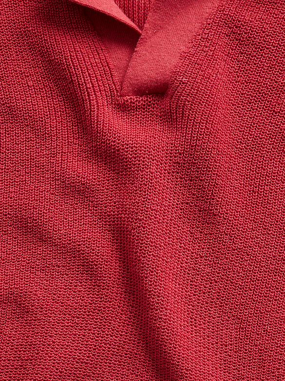 Linen-Blend Camp Polo Sweater Shirt