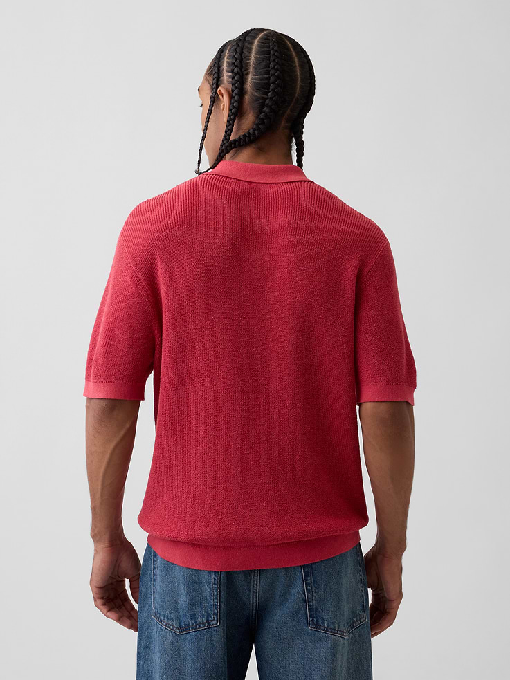 Image number 3 showing, Linen-Blend Camp Polo Sweater Shirt