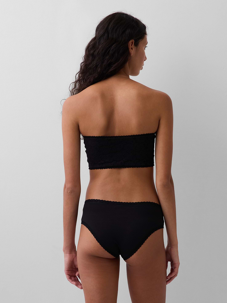 Image number 2 showing, Organic Stretch Cotton Lace-Trim Bandeau Bralette