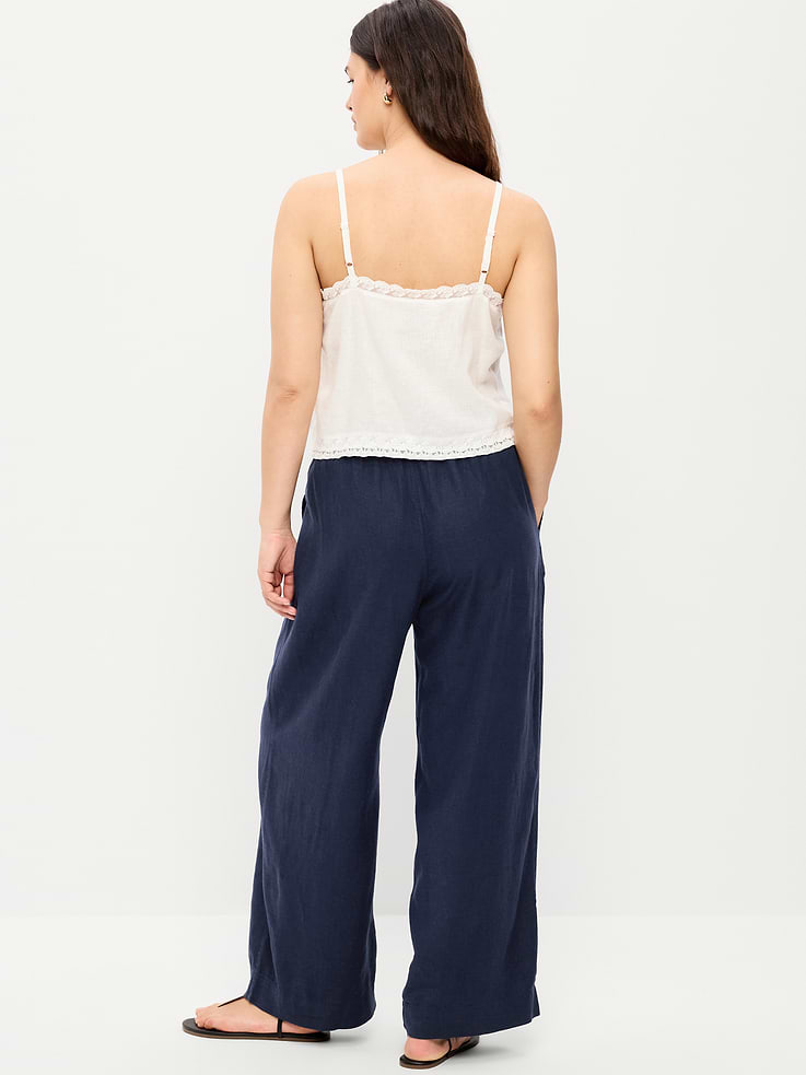 Image number 3 showing, High-Waisted Linen-Blend Super Wide-Leg Pants