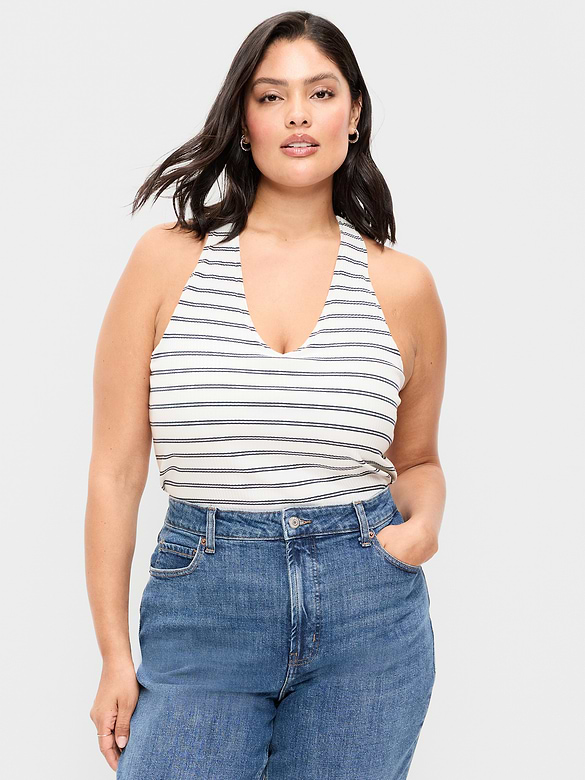 Camisole côtelée à bretelles nouées au dos