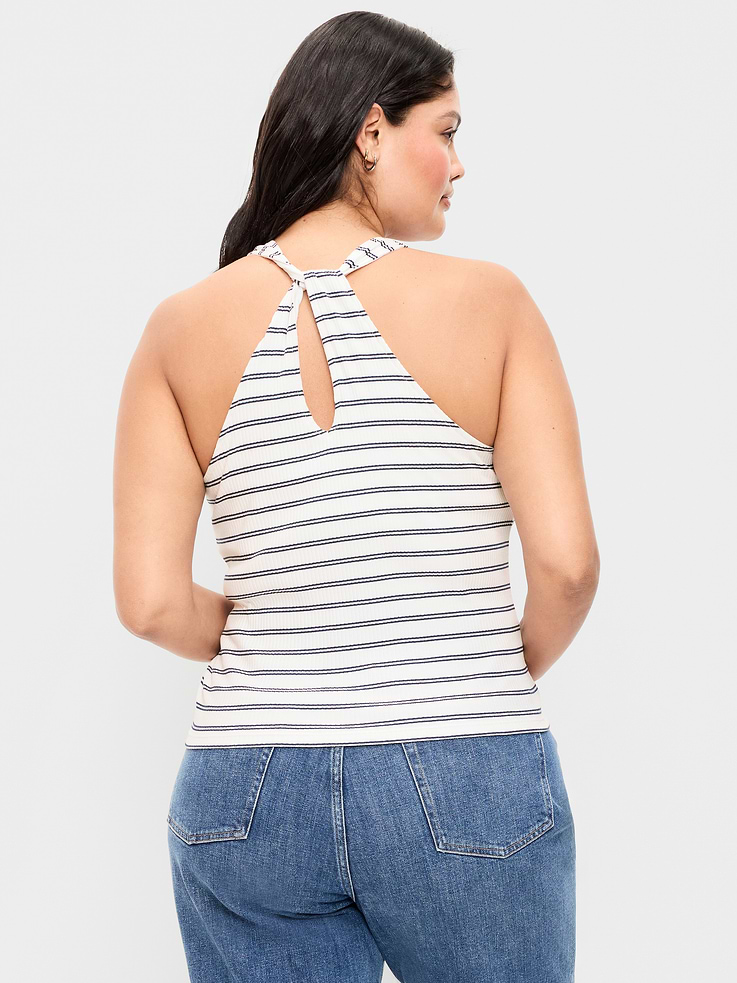 L'image numéro 7 présente Camisole côtelée à bretelles nouées au dos