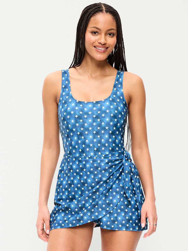 Image number 1 showing, Matte Side-Tie Swim Dress