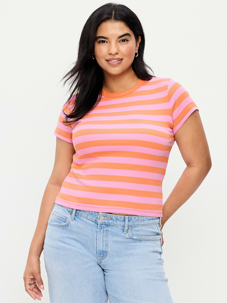 Image 5 of 8, Snug Crop Ribbed T-Shirt