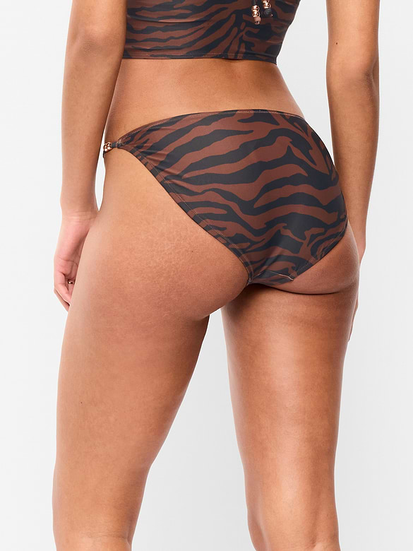 Beaded Mid-Rise Bikini Swim Bottoms