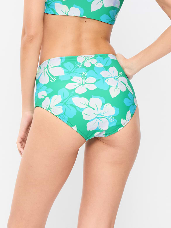 High-Waisted Printed Bikini Swim Bottoms