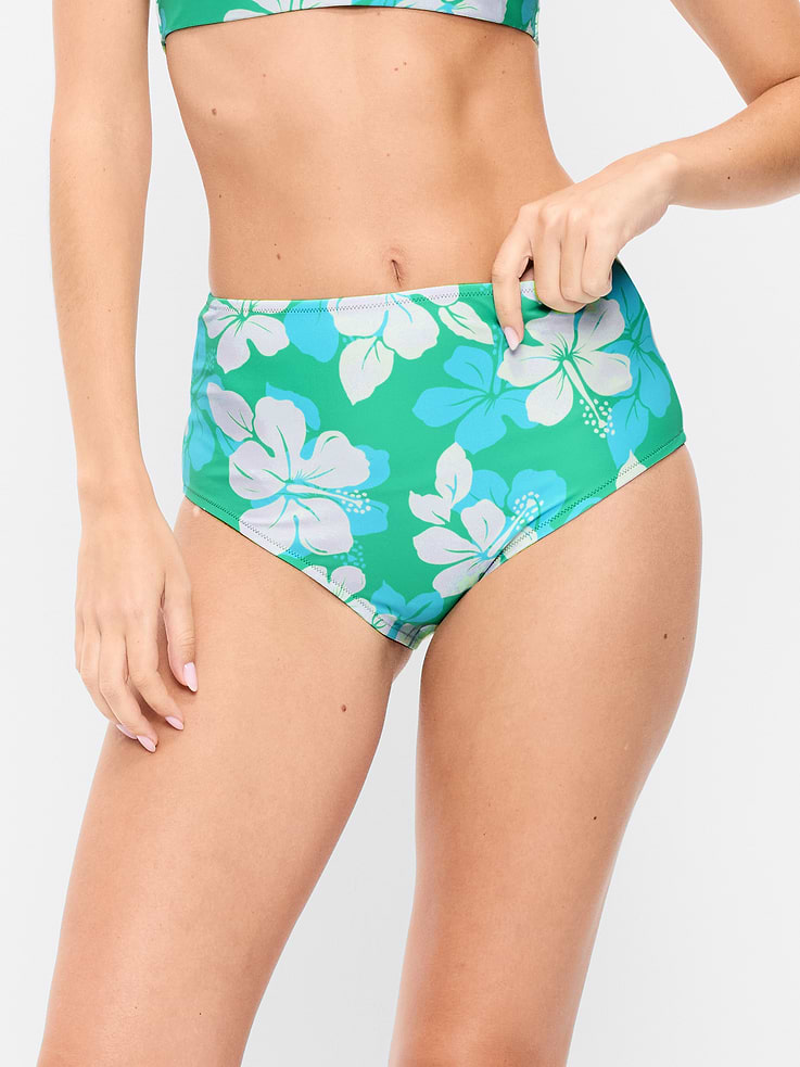 Image number 1 showing, High-Waisted Printed Bikini Swim Bottoms