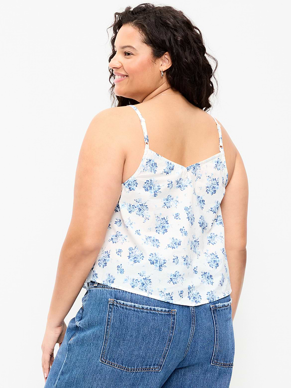 Lace-Trim Scarf Tank Top