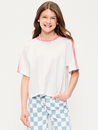 Image number 1 showing, Oversized Short-Sleeve Cropped T-Shirt for Girls