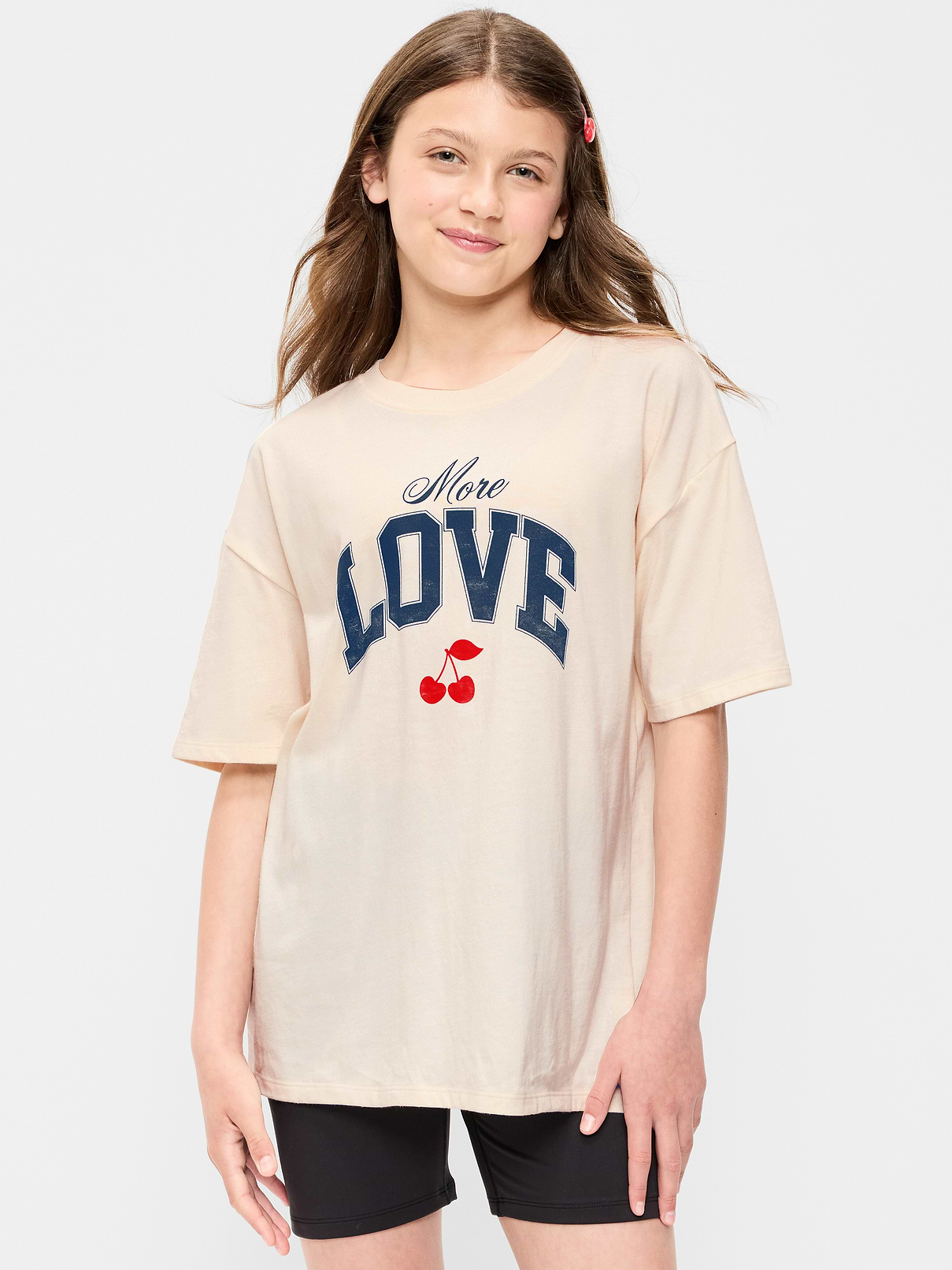 Image number 1 showing, Oversized Short-Sleeve Graphic Tunic T-Shirt for Girls