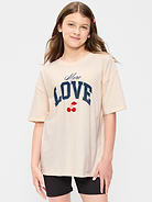 Image number 1 showing, Oversized Short-Sleeve Graphic Tunic T-Shirt for Girls