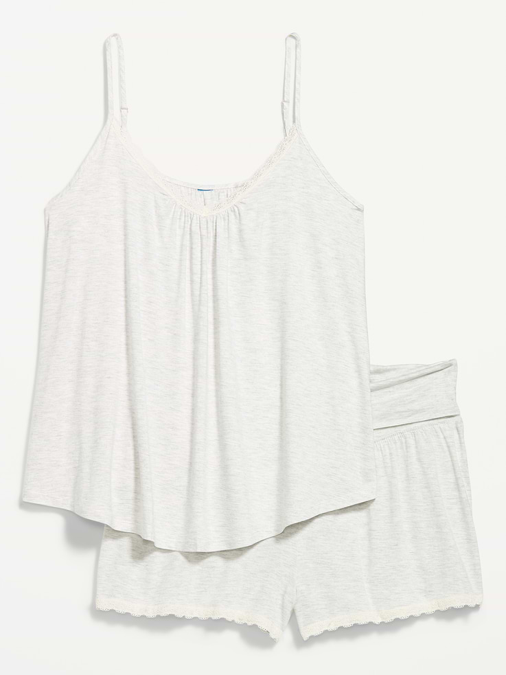 L'image numéro 4 présente Ensemble camisole et short de pyjama à bordure en dentelle de maternité