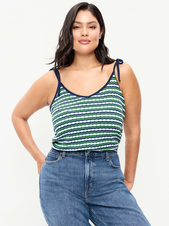 Camisole à bretelles à nouer en tricot pointelle